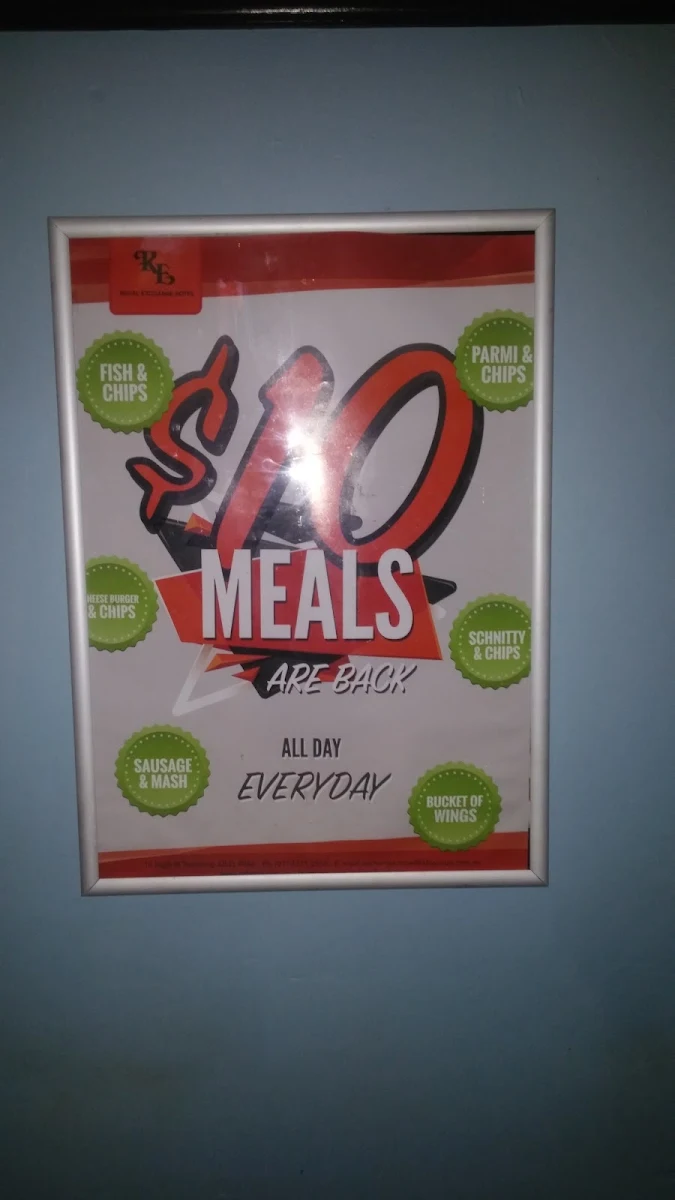 Menu, Royal Exchange Hotel