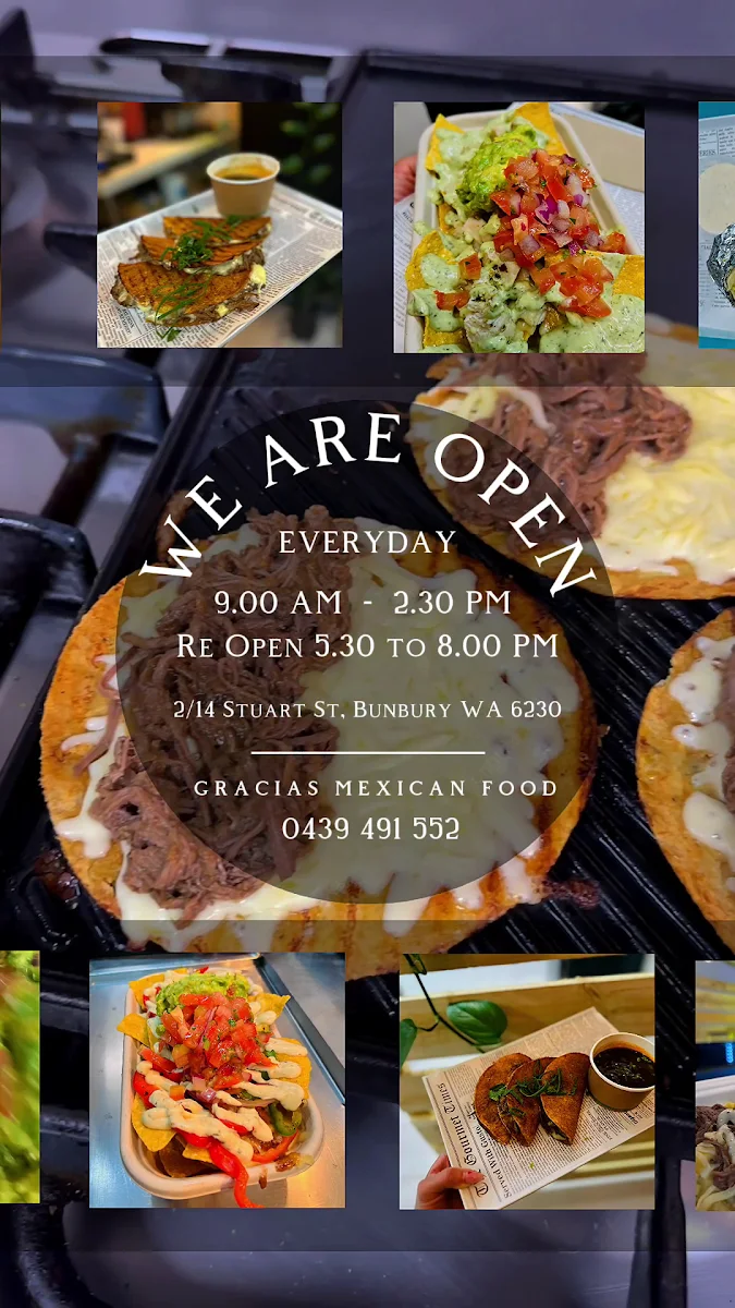 Menu, Gracias - Mexican food