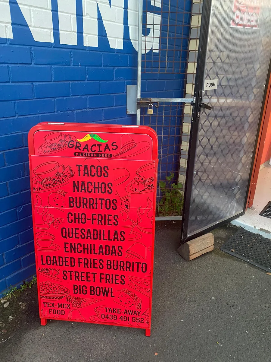 Menu, Gracias - Mexican food