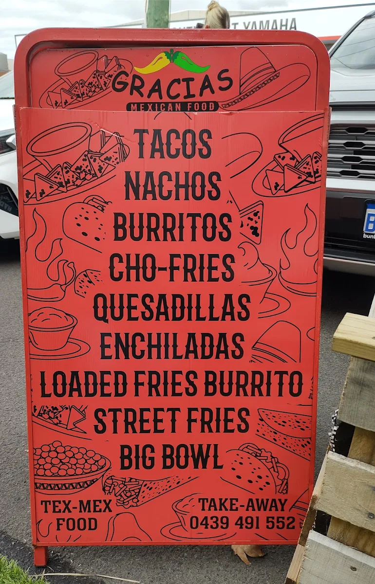 Menu, Gracias - Mexican food