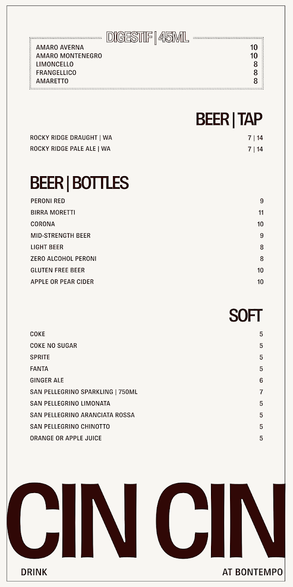 Menu, Bontempo | Wood-Fired Pizza & Pasta Fitzroy