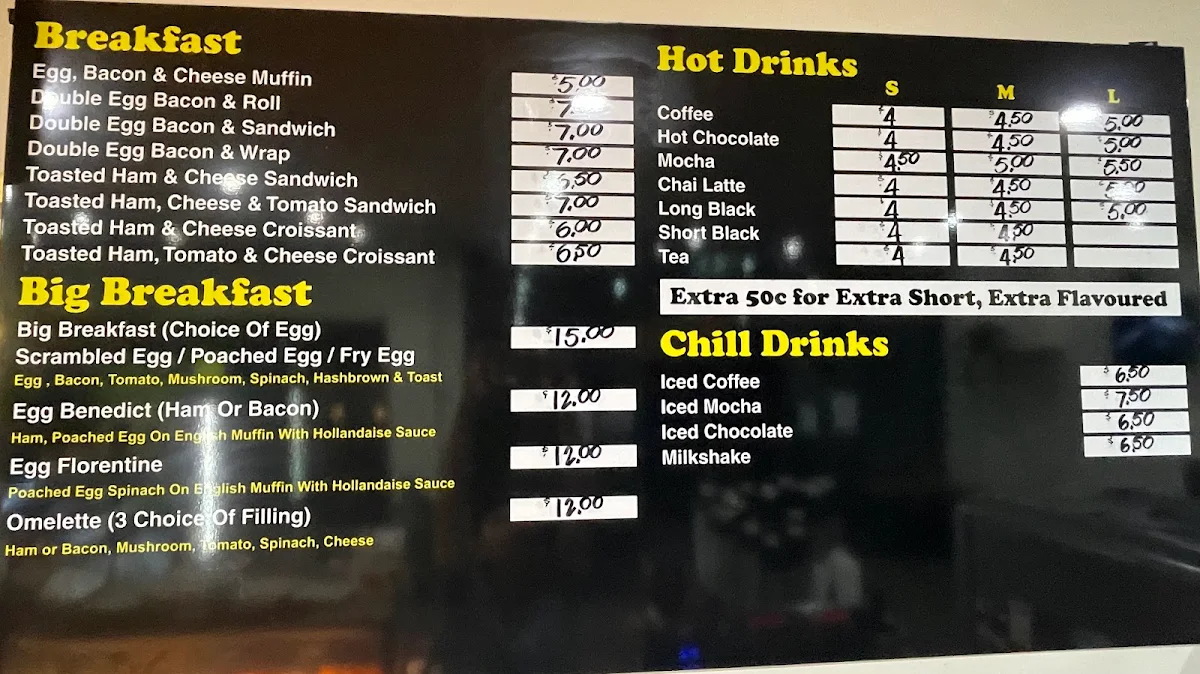 Menu, Key Point Cafe
