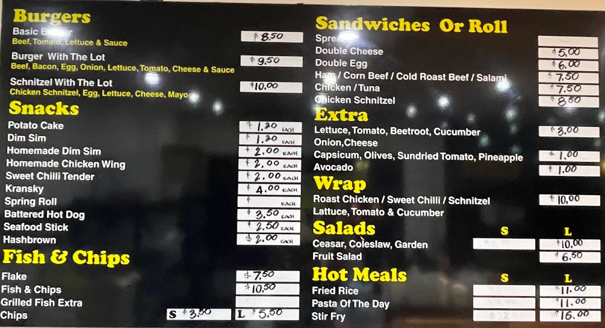 Menu, Key Point Cafe