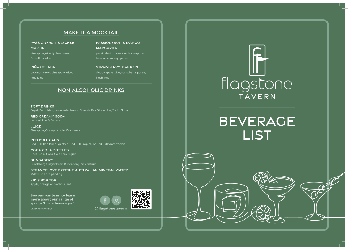 Menu, Flagstone Tavern
