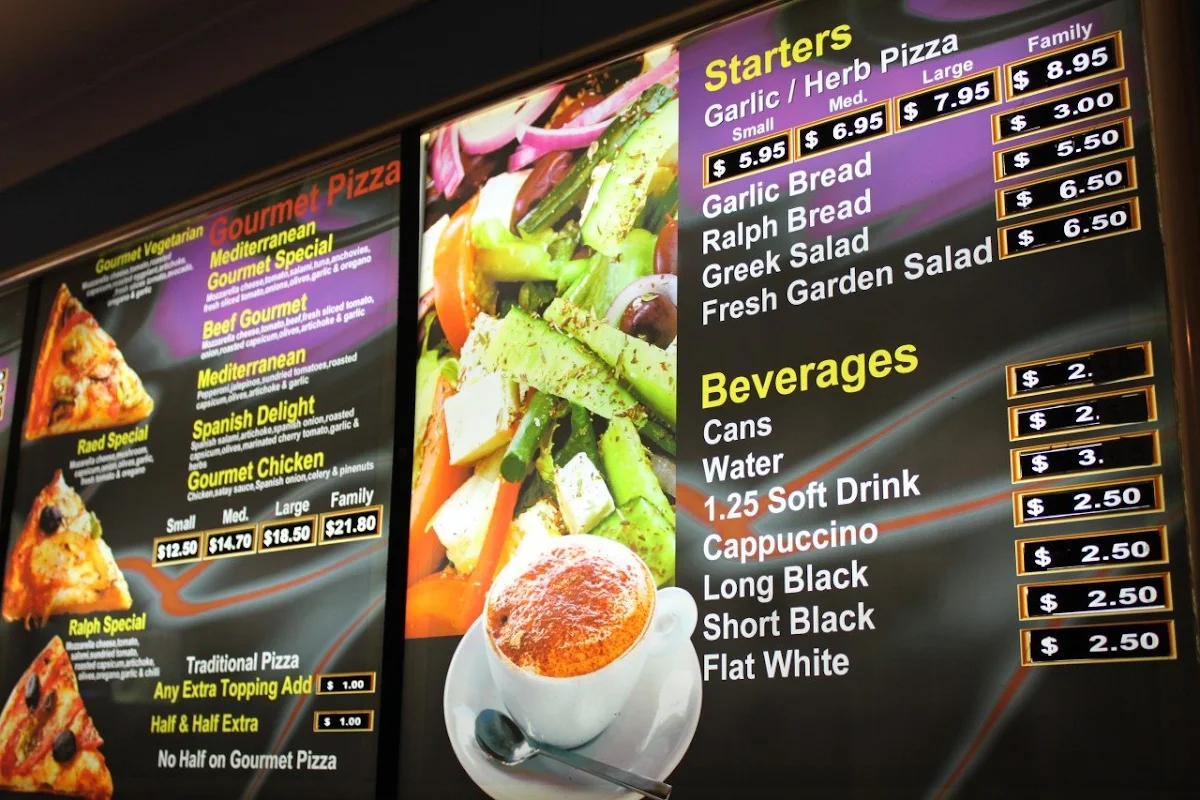 Menu, Mediterranean Pizzeria
