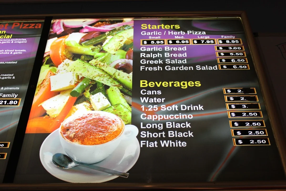 Menu, Mediterranean Pizzeria