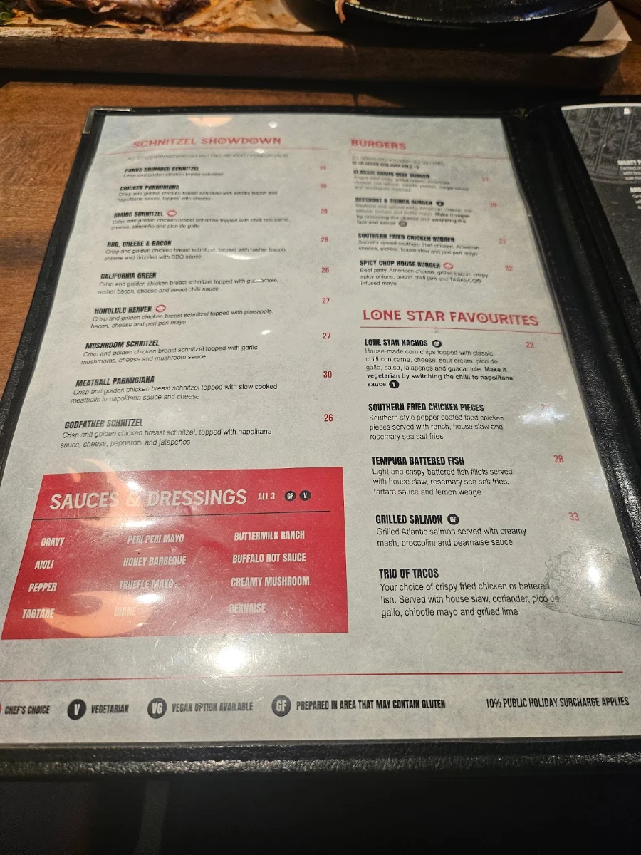 Menu, Lone Star Rib House & Brews Ed Square