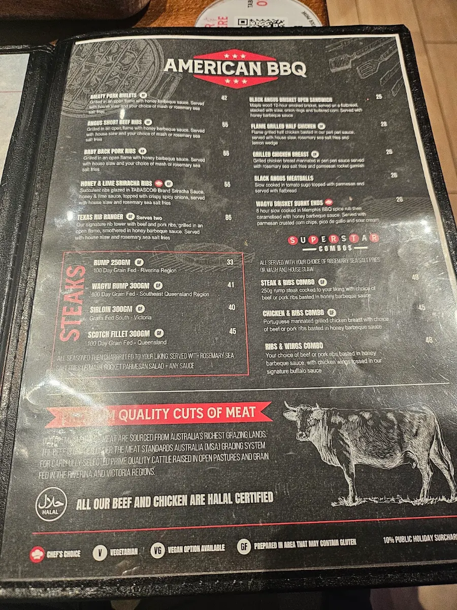 Menu, Lone Star Rib House & Brews Ed Square
