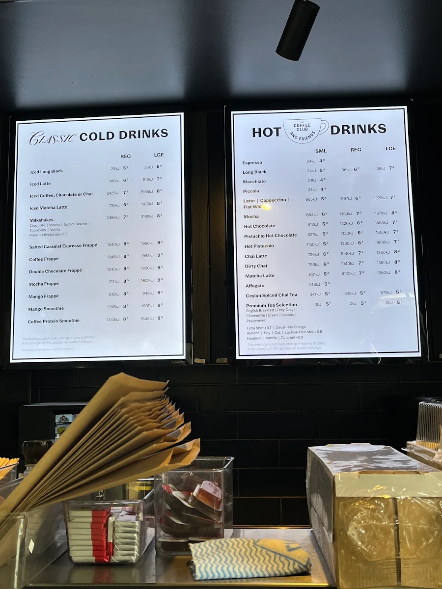 Menu, The Coffee Club - BAC Plaza North Qantas