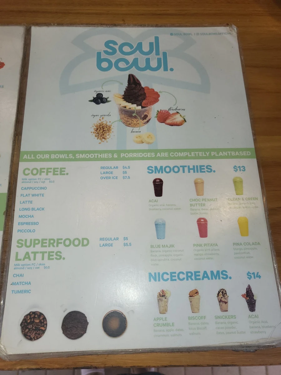 Menu, SolBowl Rosehill