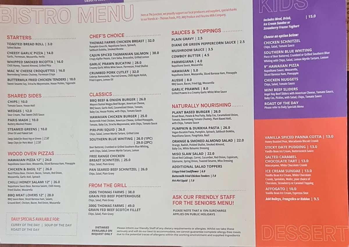 Menu, The Junction