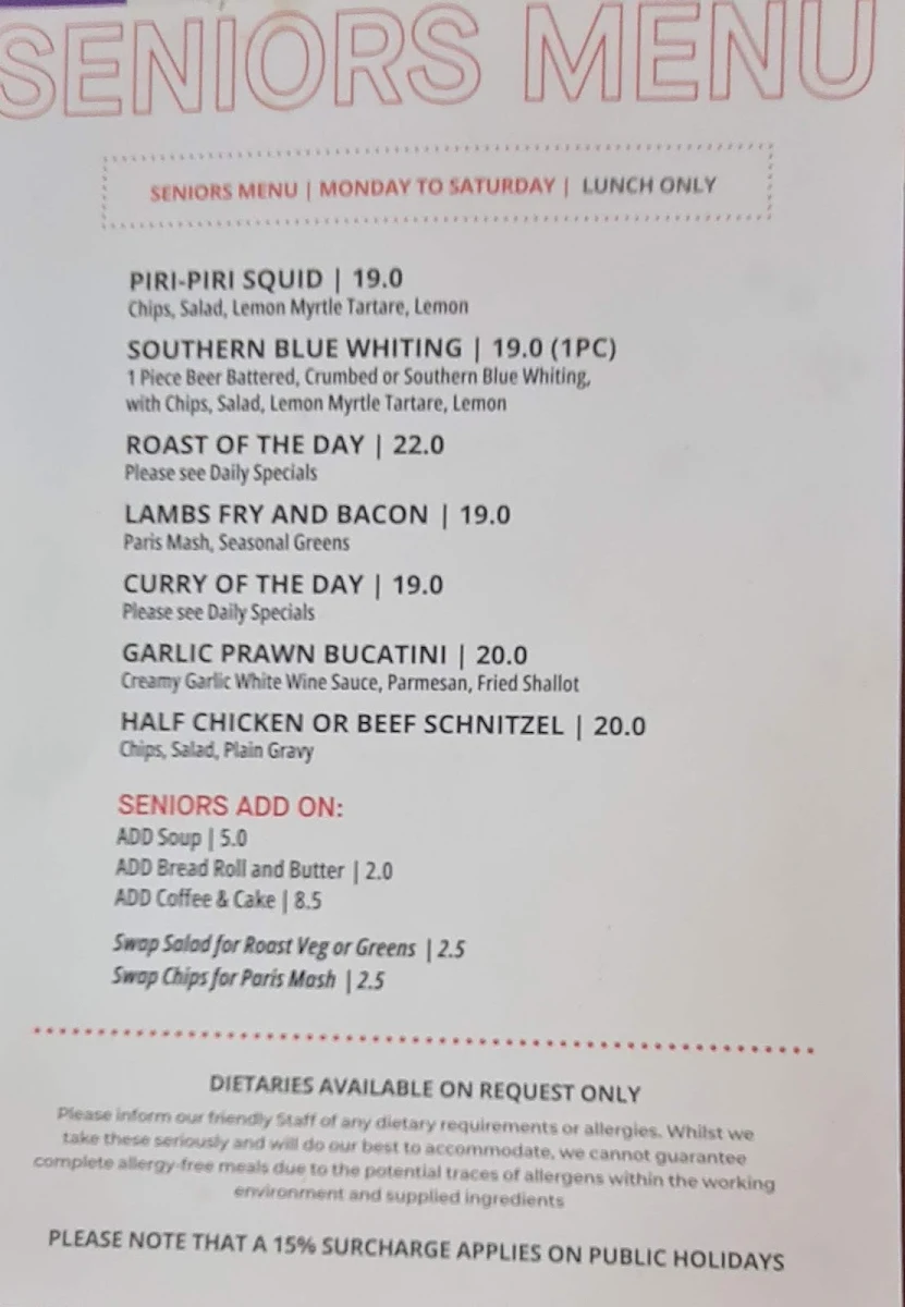 Menu, The Junction
