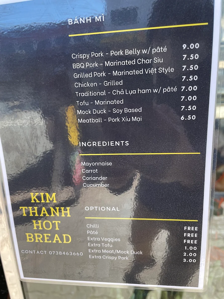 Menu, Kim Thanh Hot Bread
