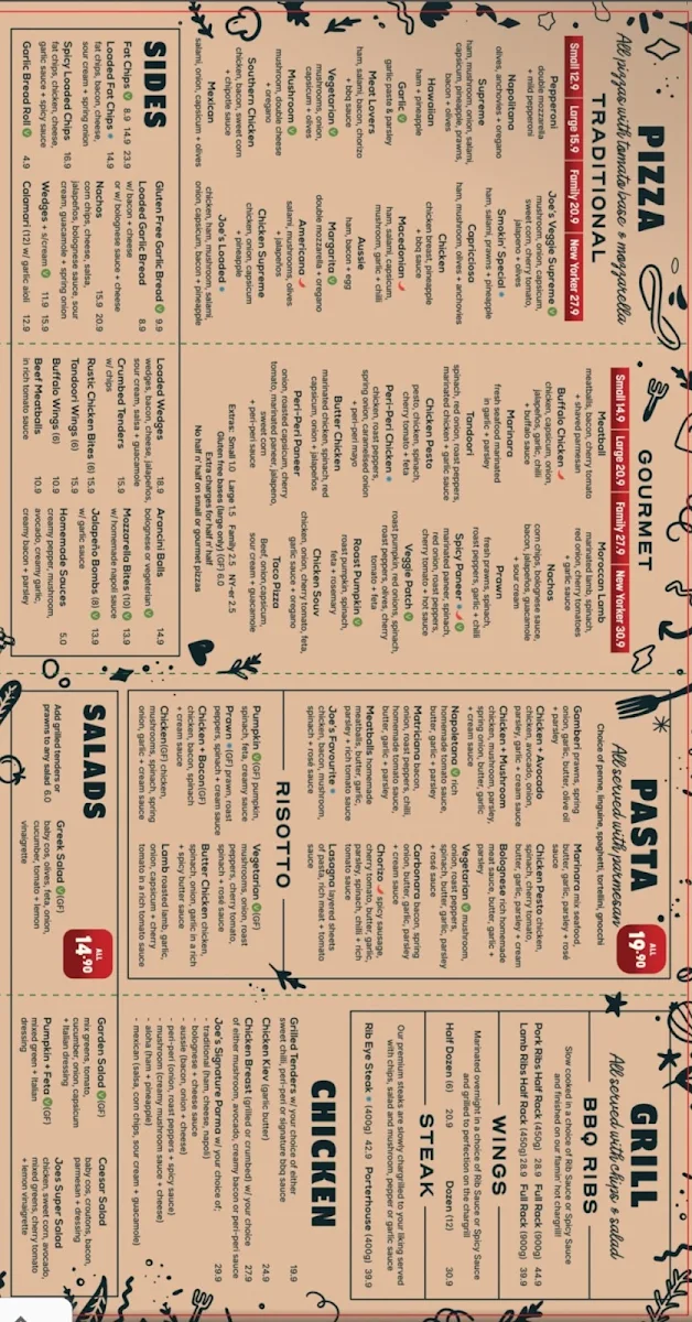 Menu, Smokin Joe's Pizza & Grill - Benalla
