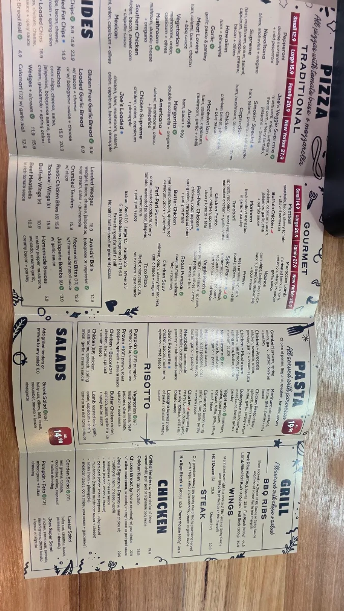 Menu, Smokin Joe's Pizza & Grill - Benalla