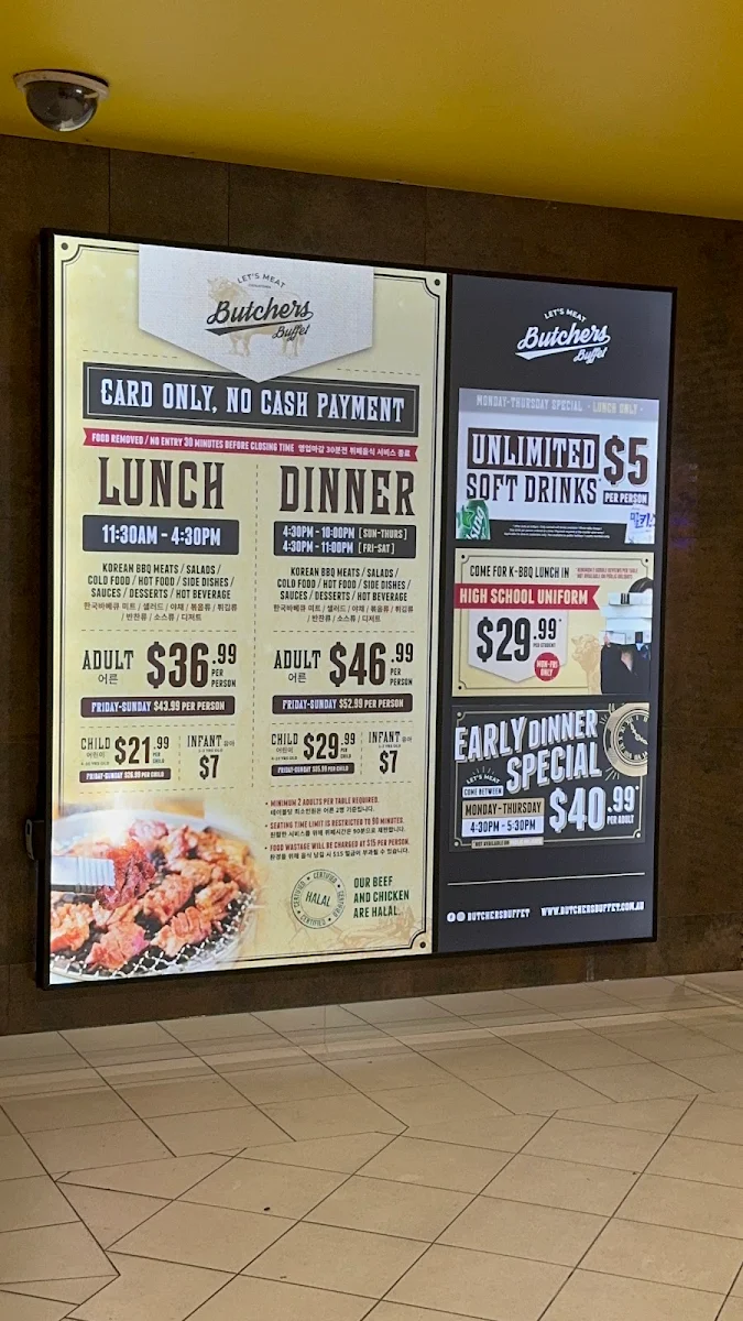 Menu, Butchers Buffet Chinatown