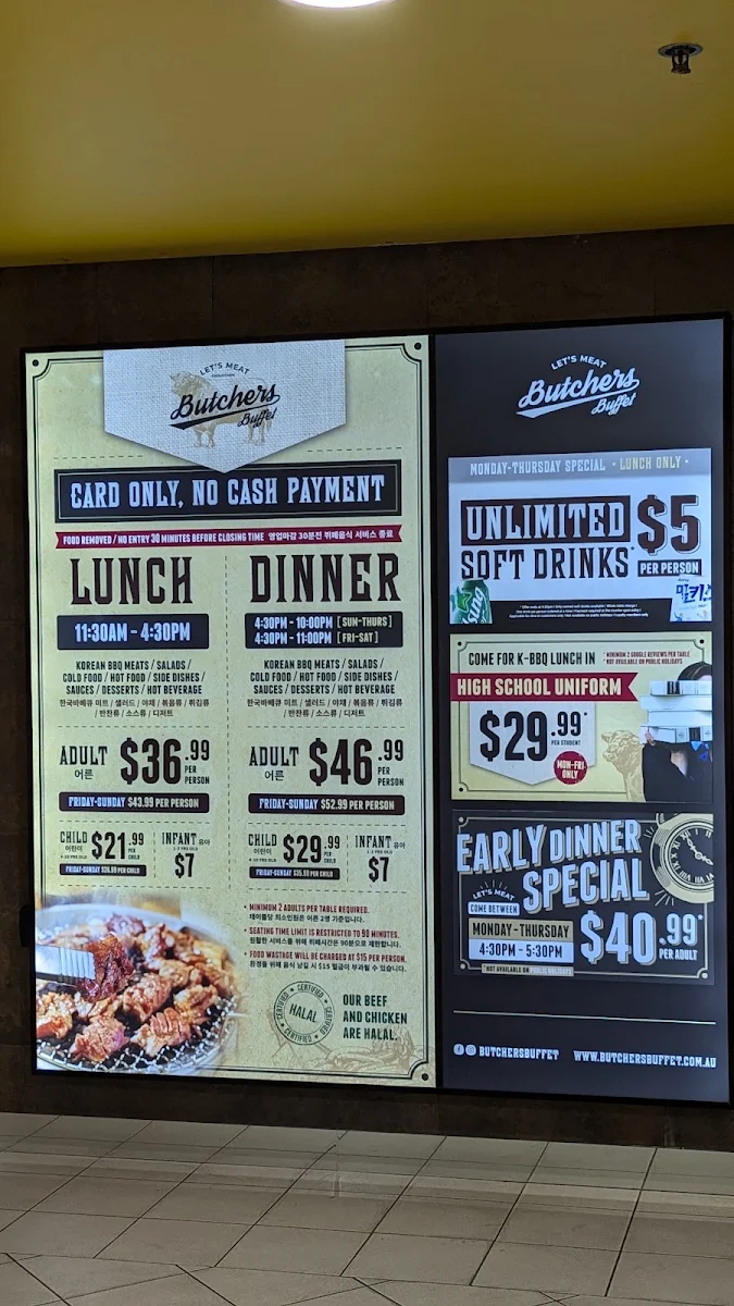 Menu, Butchers Buffet Chinatown