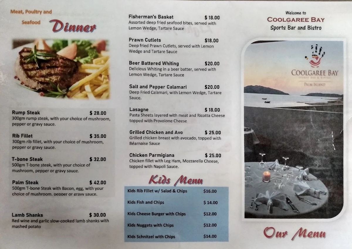 Menu, Palm Island Bistro