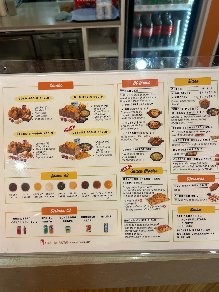 Menu, Haysung Korean Fried Chicken -Boronia-