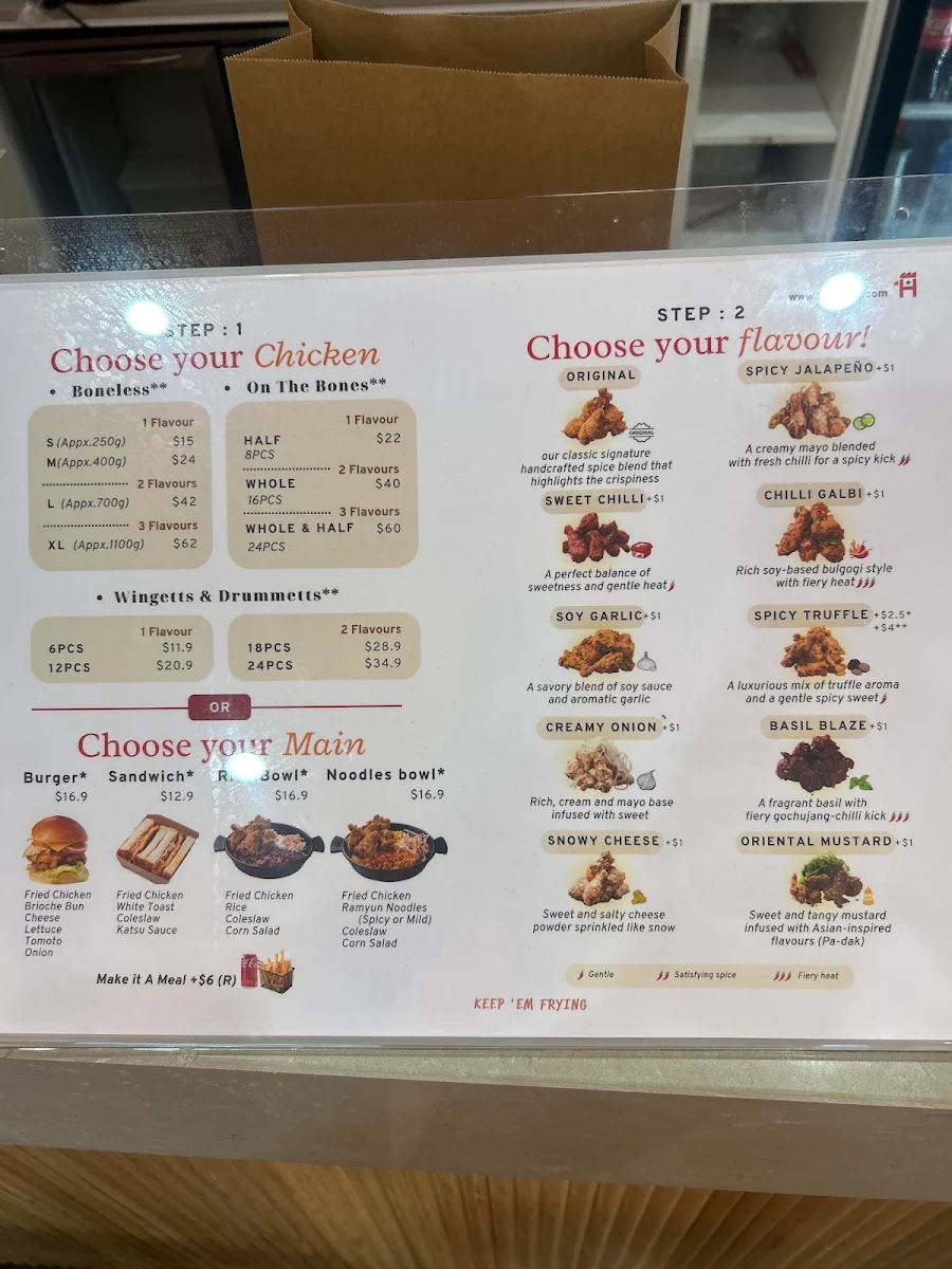 Menu, Haysung Korean Fried Chicken -Boronia-
