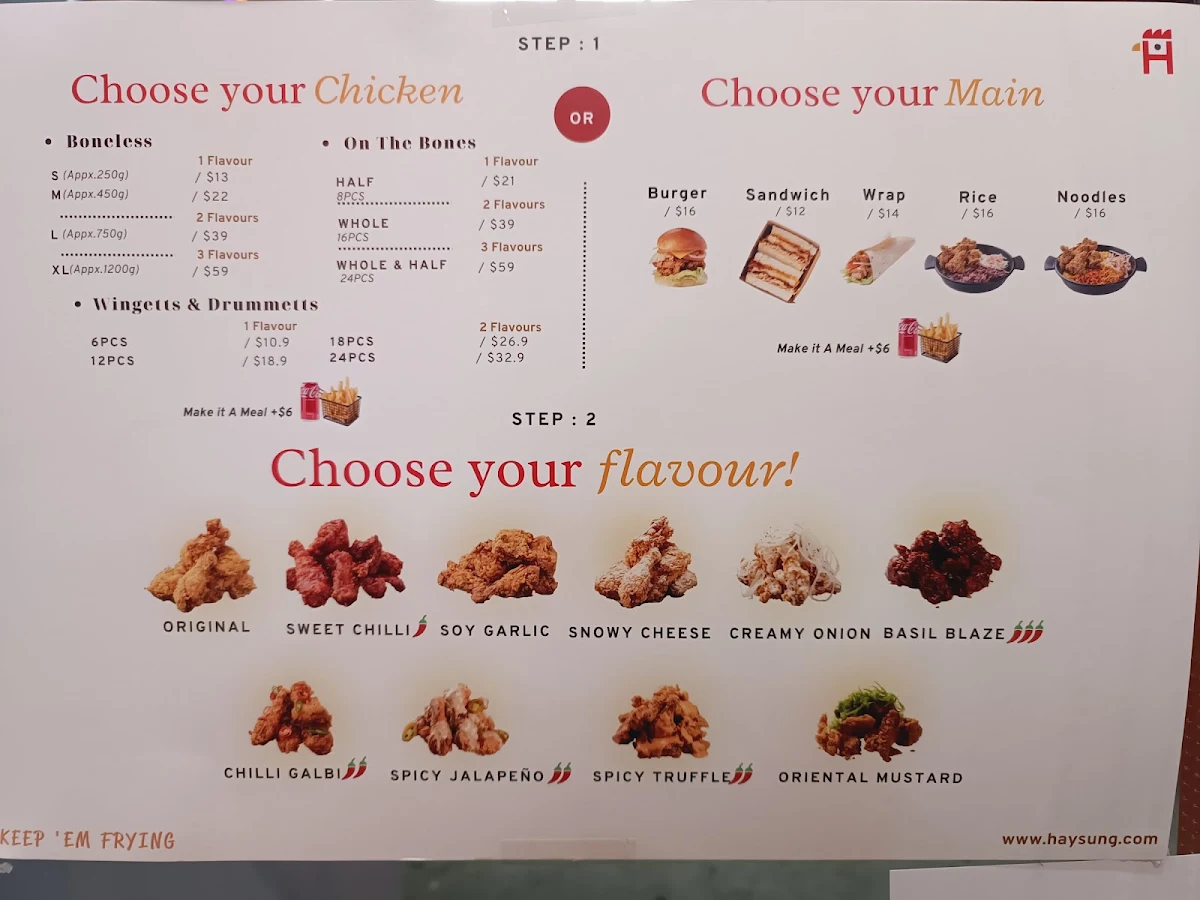 Menu, Haysung Korean Fried Chicken -Boronia-