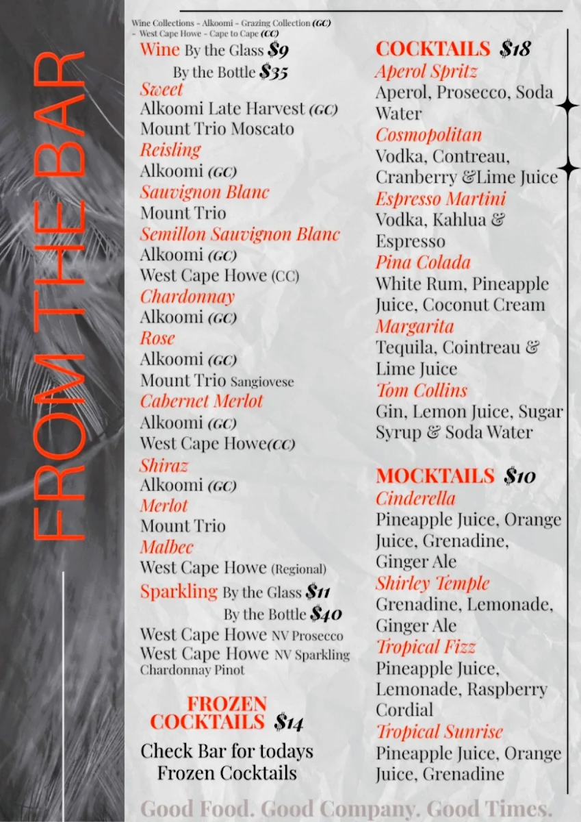 Menu, 369 Bar & Grill