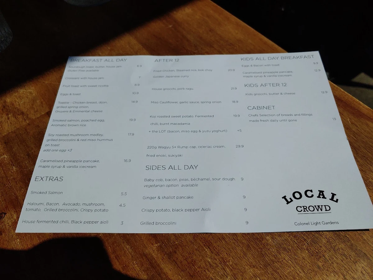Menu, Local Crowd