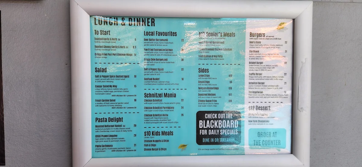 Menu, Middle Rock Café & Bar