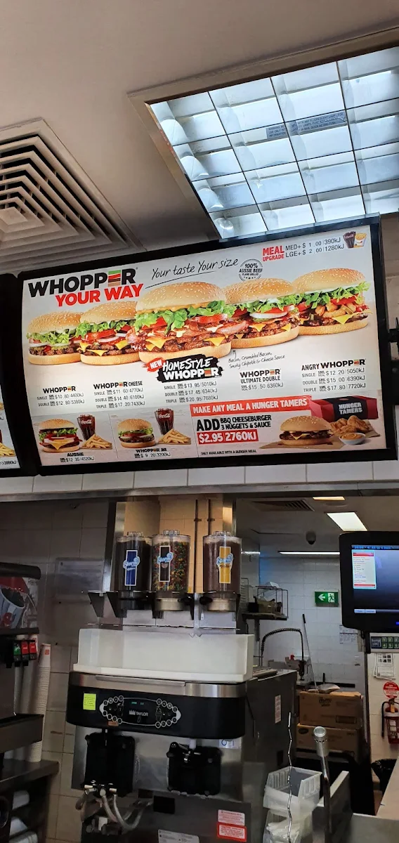 Menu, Hungry Jack's Burgers Clarkson