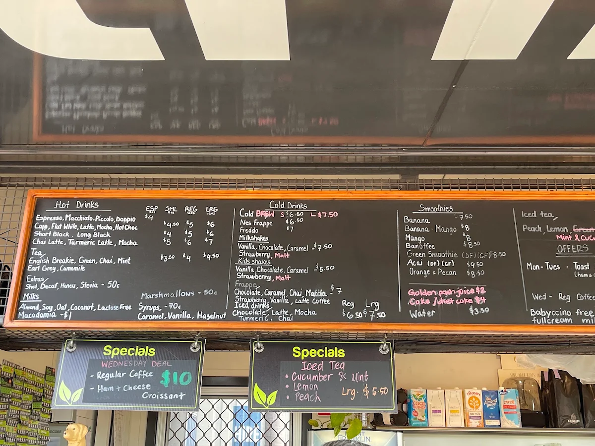 Menu, Thrive Coffee