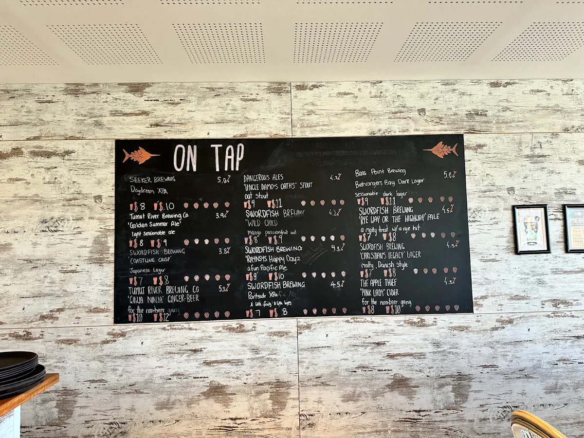 Menu, Swordfish Brewing