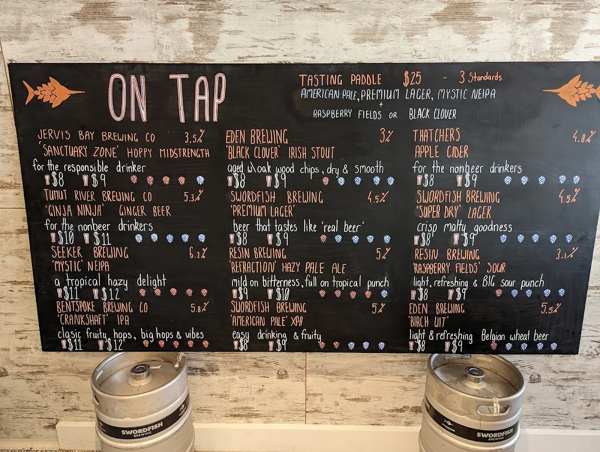 Menu, Swordfish Brewing