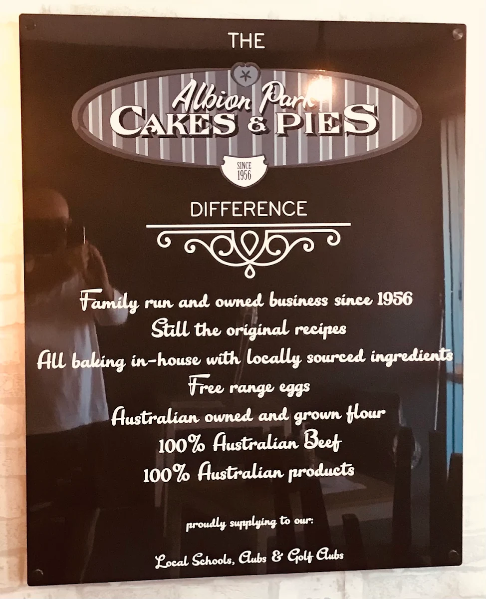 Menu, Albion Park Cakes & Pies