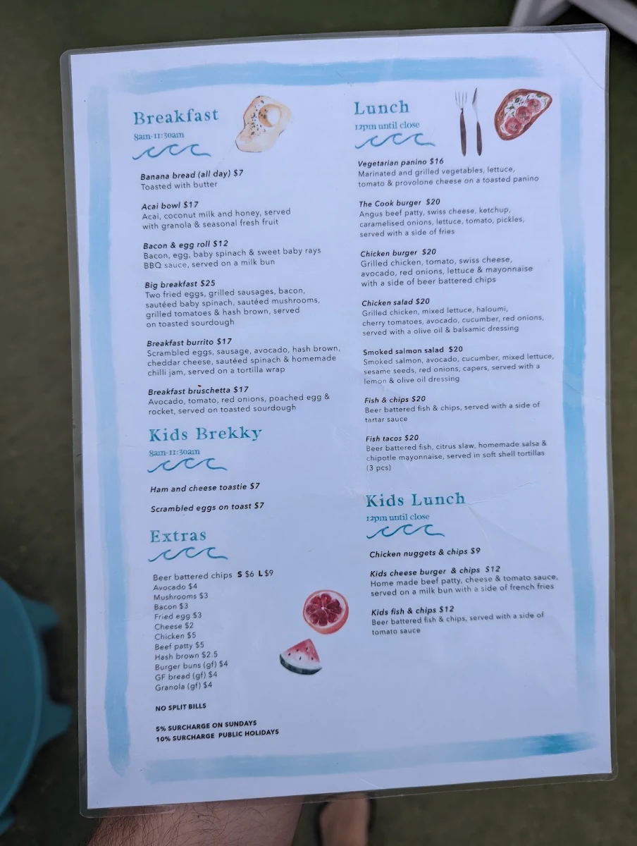 Menu, Cook @ Kurnell