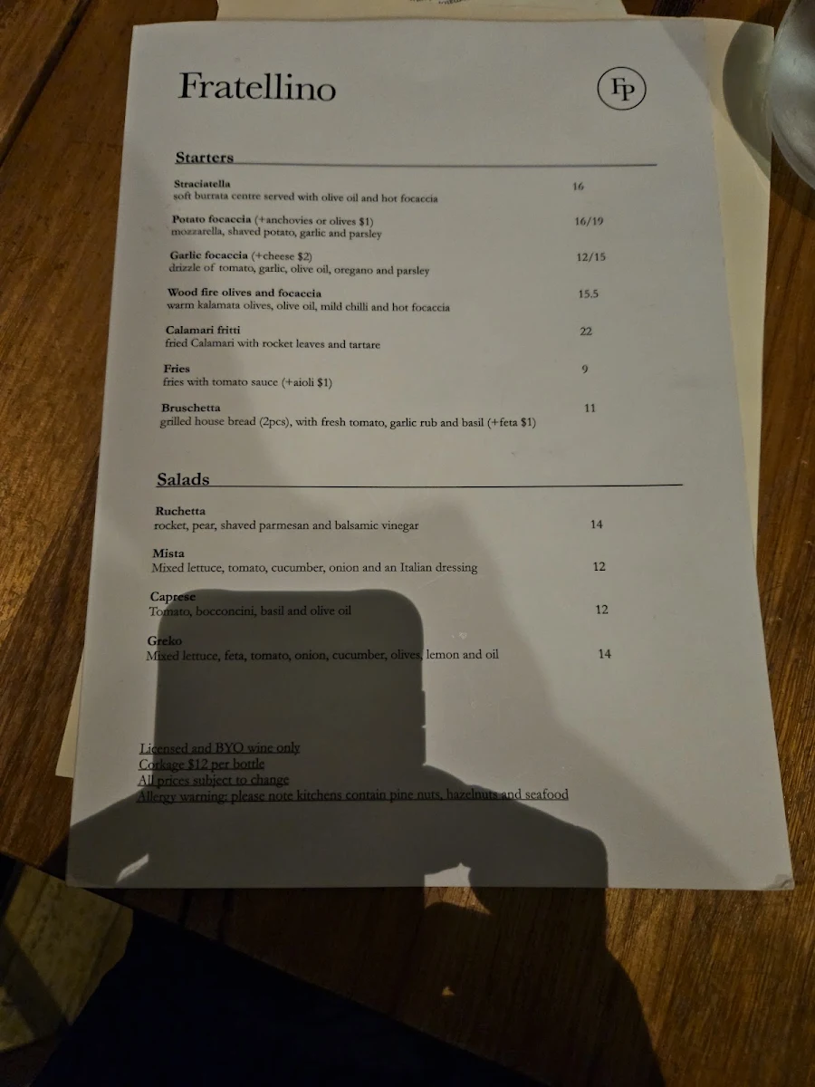 Menu, Fratellino - Richmond