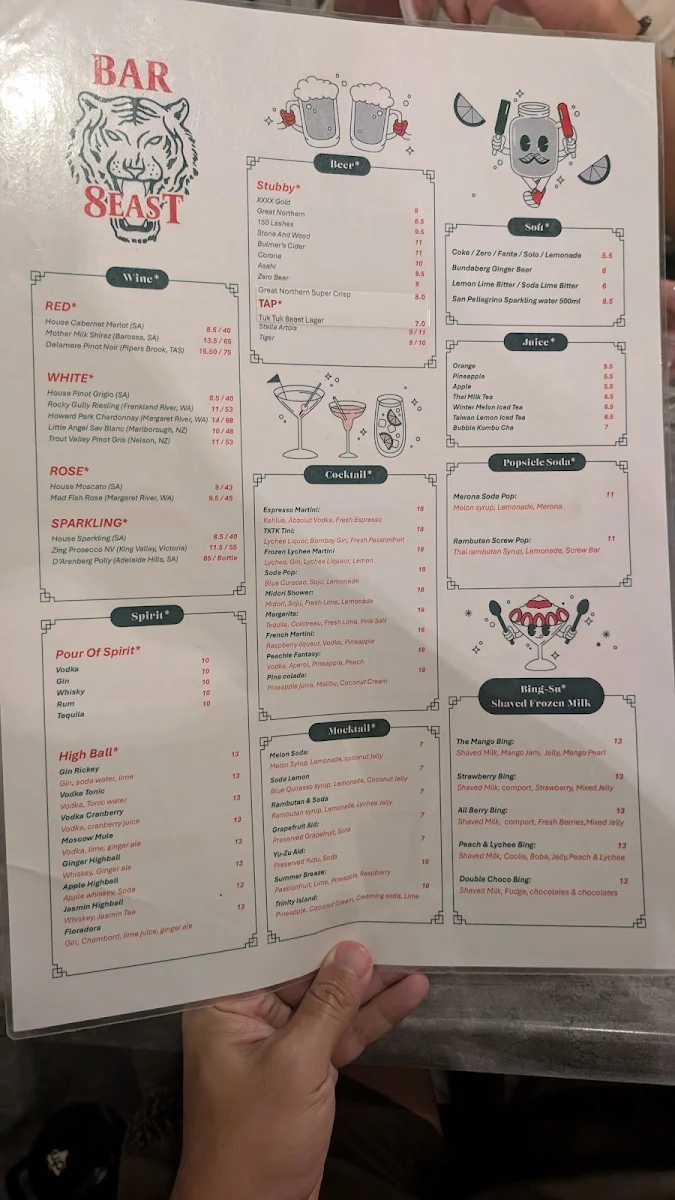 Menu, Tuk Tuk Cook in Progress