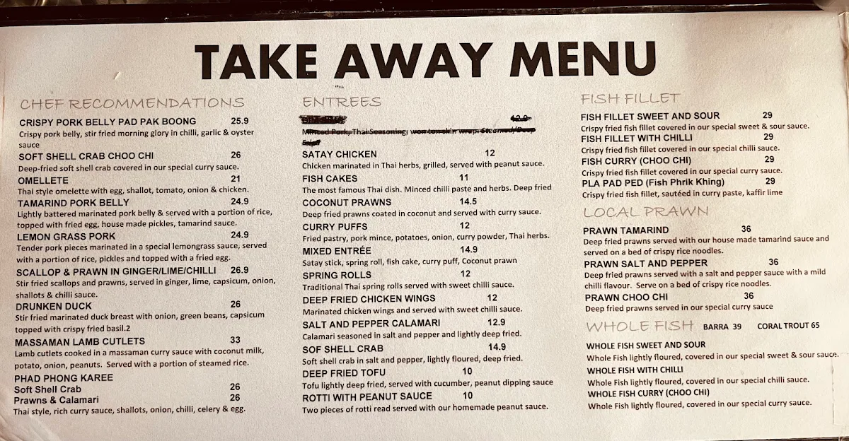 Menu, Tuk Tuk Cook in Progress