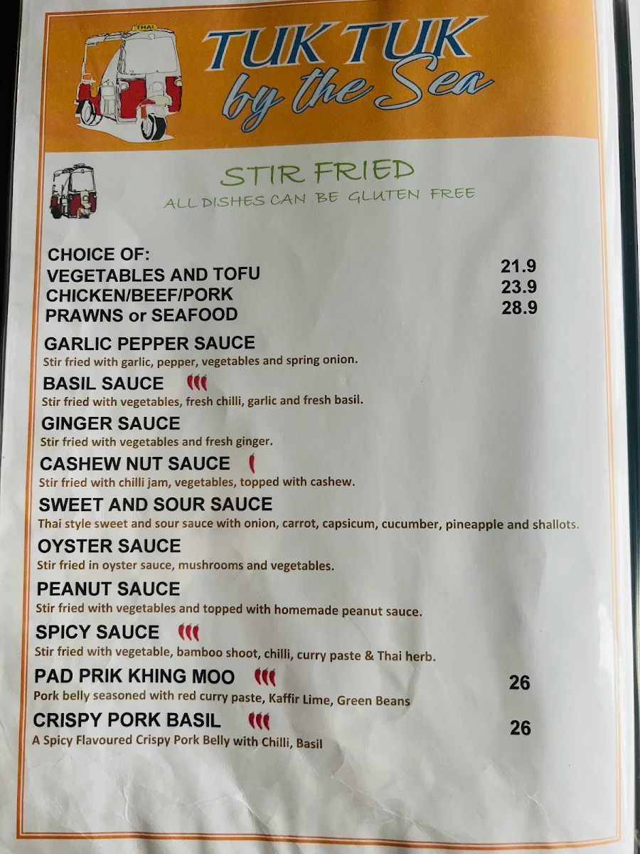 Menu, Tuk Tuk Cook in Progress