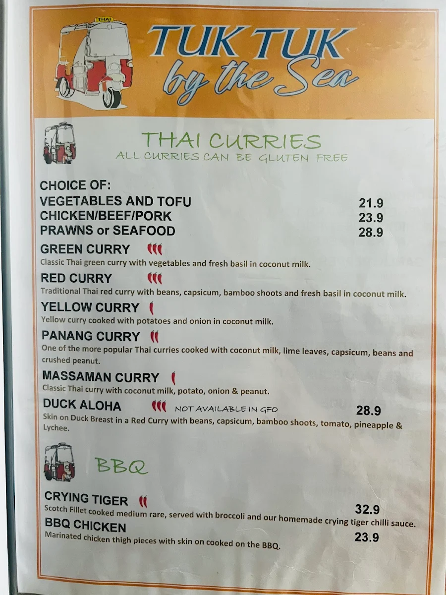 Menu, Tuk Tuk Cook in Progress