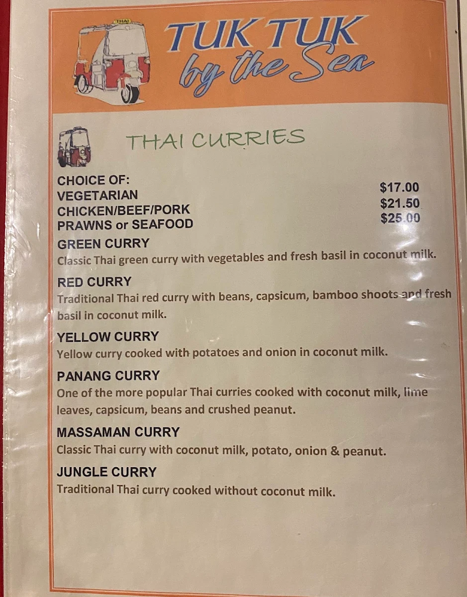 Menu, Tuk Tuk Cook in Progress