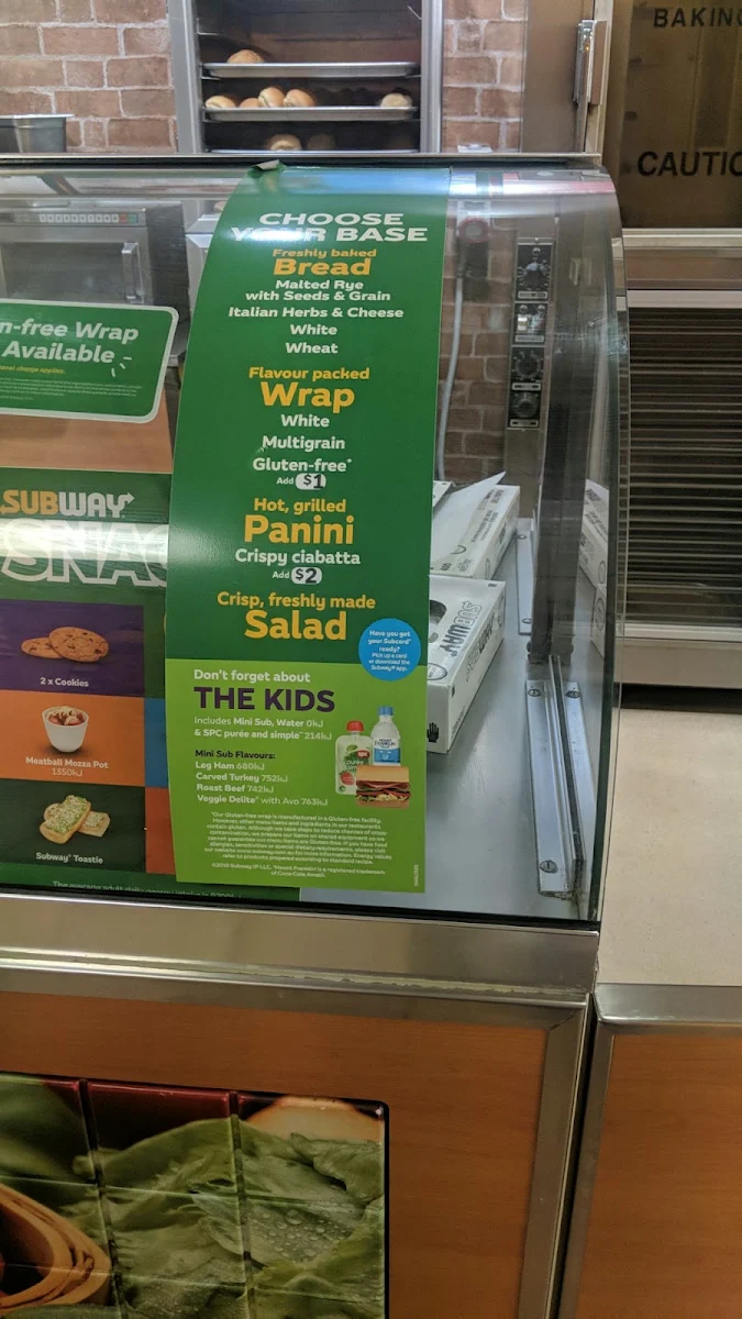 Menu, Subway