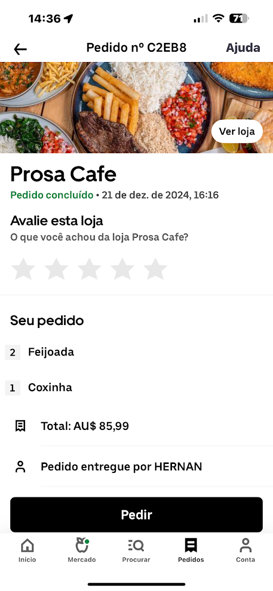 Menu, Prosa Cafe