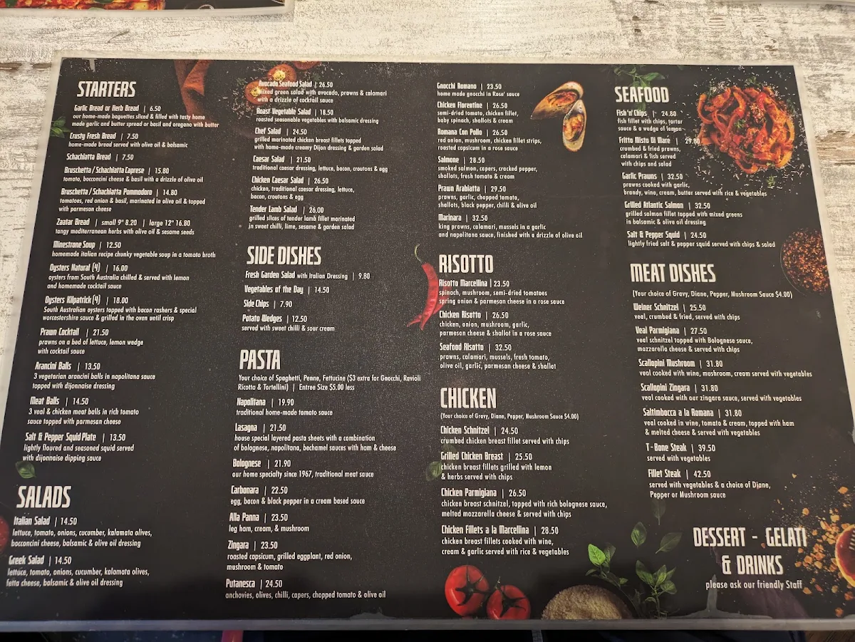 Menu, Marcellina Adelaide