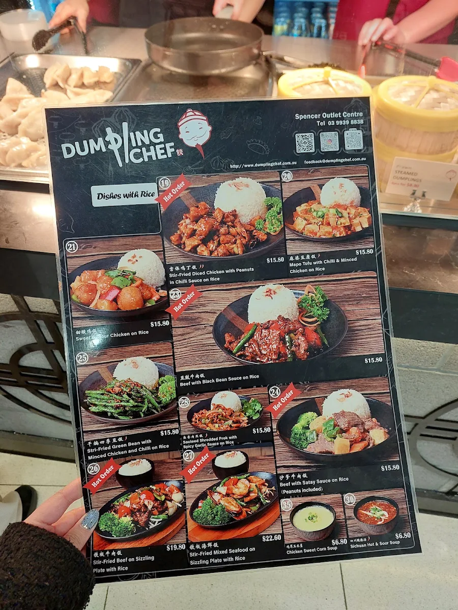 Menu, Dumpling Chef Spencer Outlet