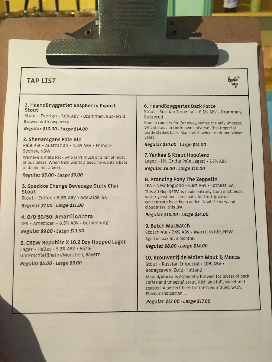 Menu, Thirstville Bottleshop & Bar