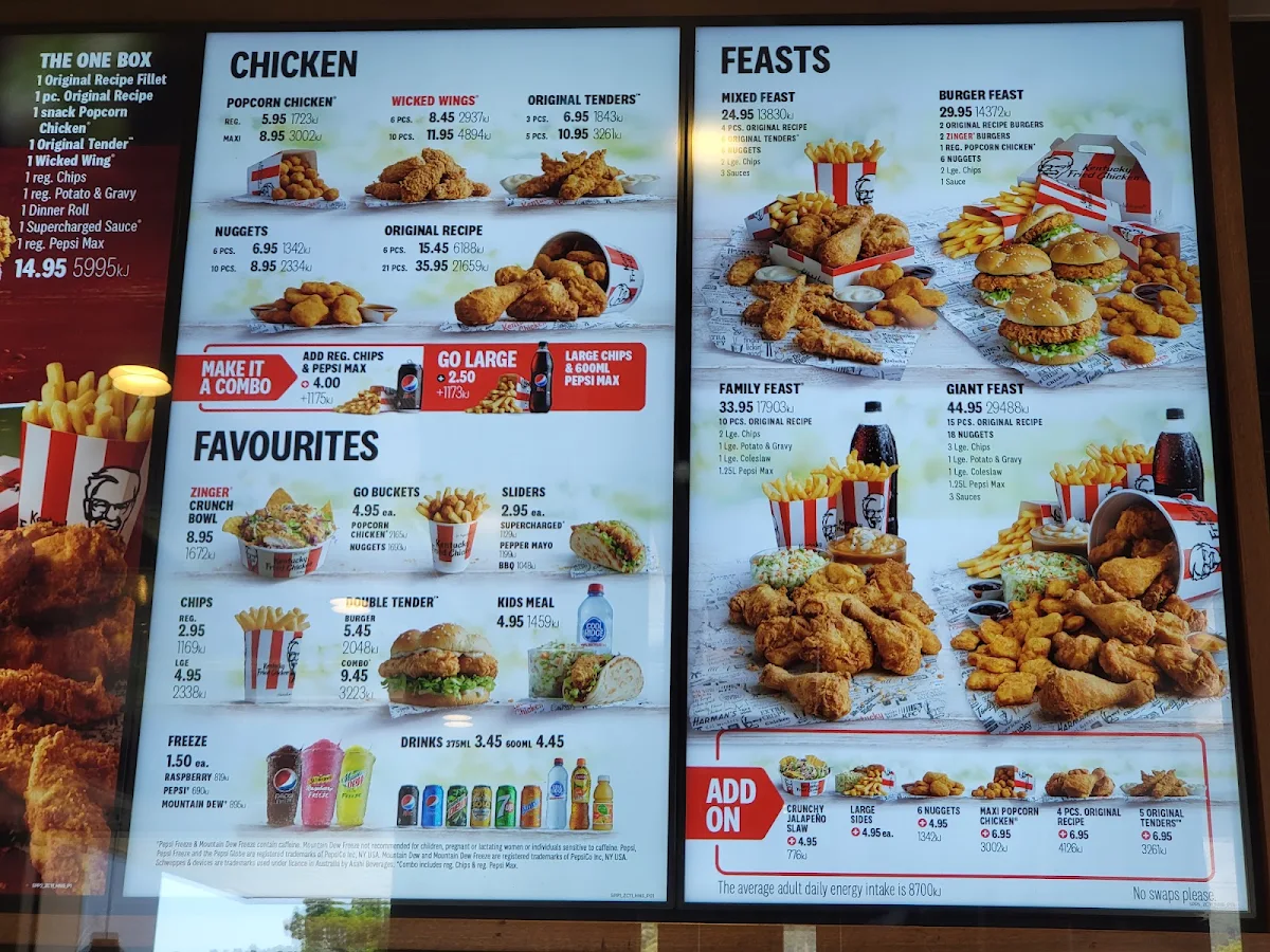 Menu, KFC Kelmscott