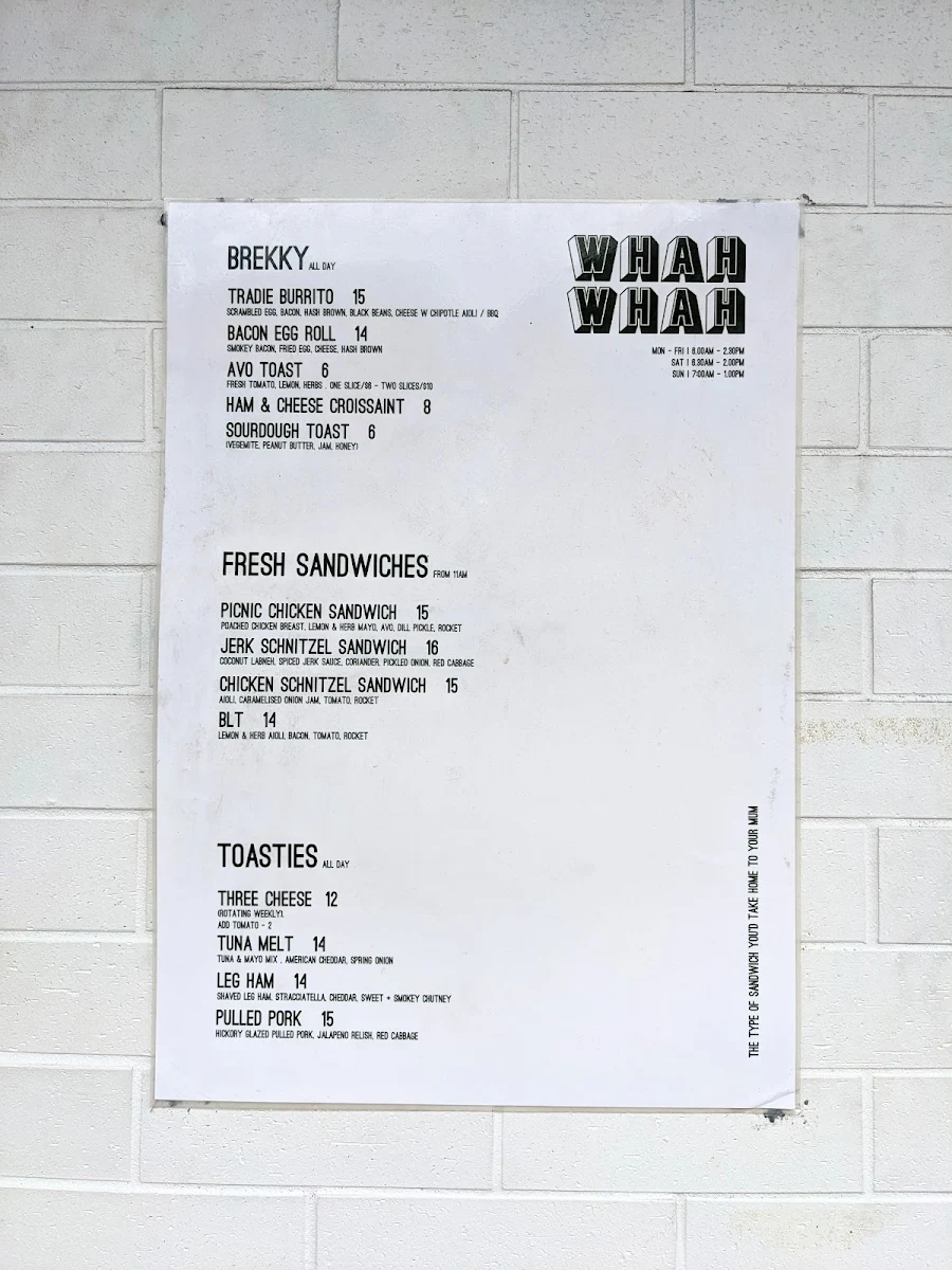Menu, Essence Coffee