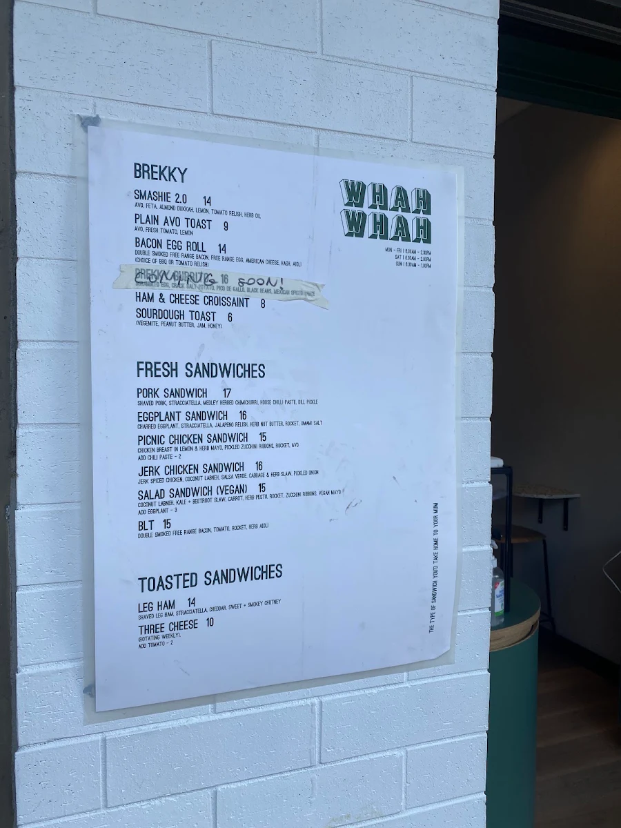Menu, Essence Coffee