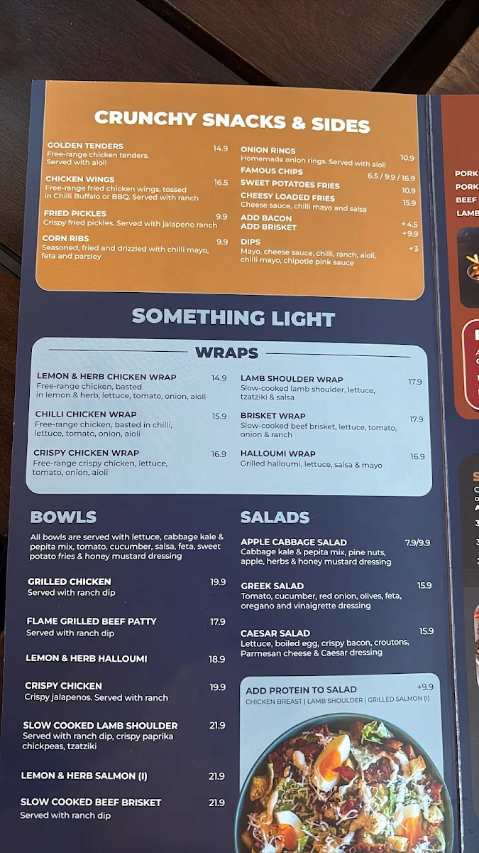 Menu, Ribs & Burgers Bella Vista