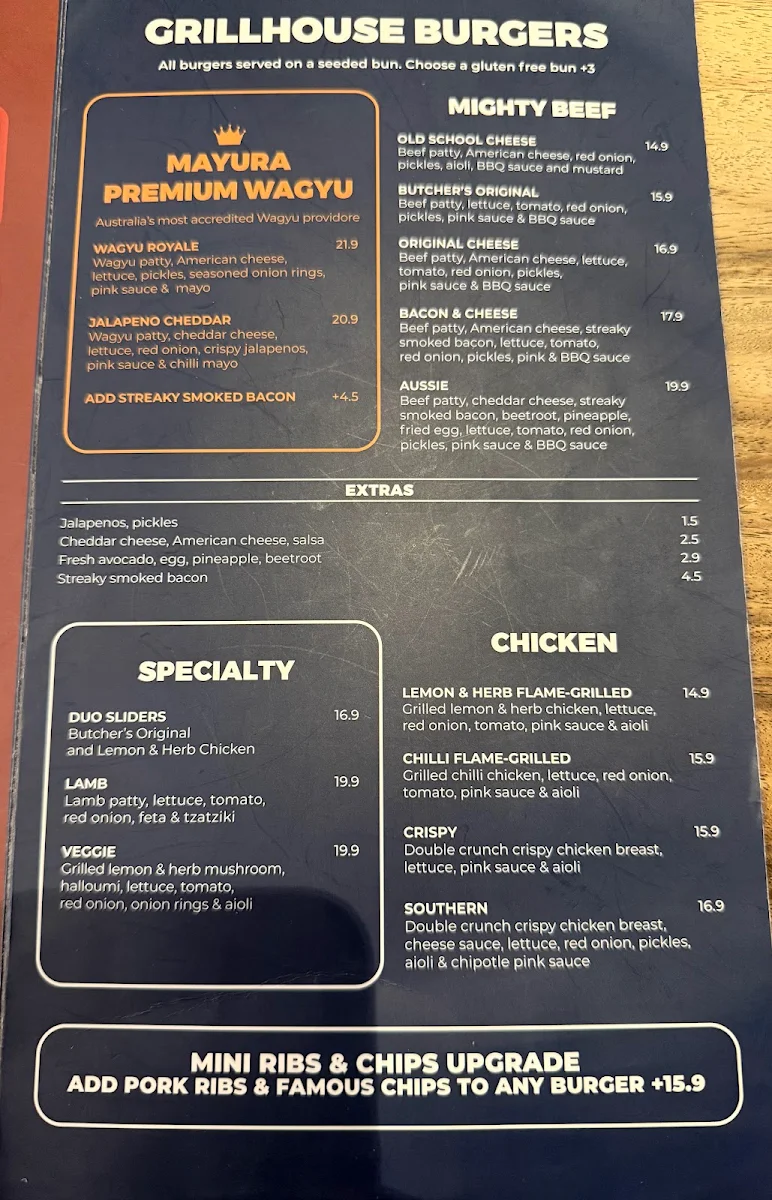 Menu, Ribs & Burgers Bella Vista